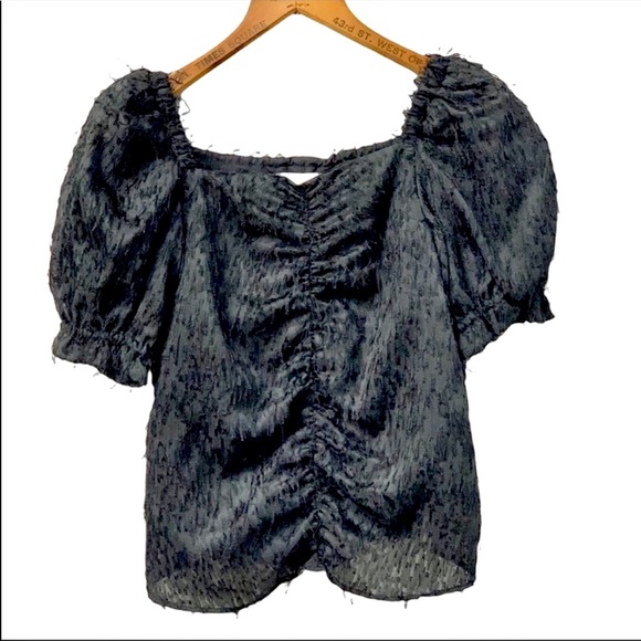 Zara girls square neck ruched front shirt with puff sleeves - Picture 1 of 11